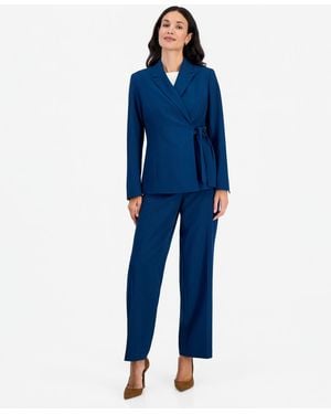 Le Suit Peak Lapel Wide-leg Classic Fit Jacket And Pants - Blue