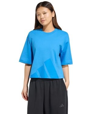 adidas Cotton Logo Boxy Short-sleeve T-shirt - Blue