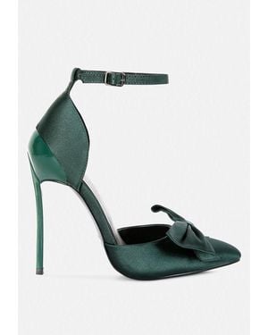 Rag & Co Dingles Bow Embellished Satin Stiletto Sandals - Green
