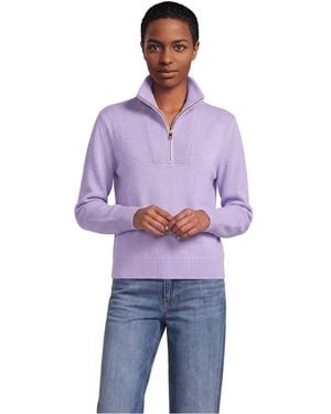 Lands' End Drifter Slim Quarter Zip Sweater - Purple