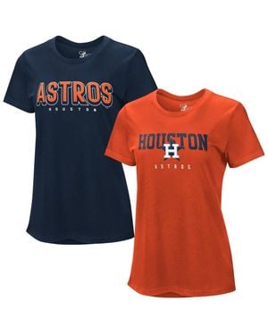 G-III 4Her by Carl Banks Navy/orange Houston Astros Two T-shirt Combo Pack - Blue