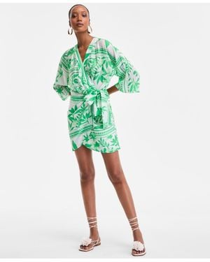 INC International Concepts Printed Side-tie Mini Dress - Green