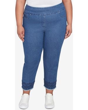 Ruby Rd. Plus Size Embroidered Extra Stretch Dark Denim Jeans - Blue