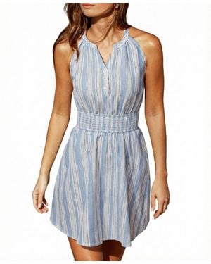CUPSHE Trip Recap Striped Mini Beach Dress - Blue