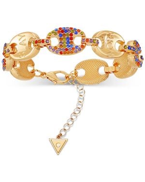 Guess Tone Rainbow Rhinestone Large Link Flex Bracelet - Metallic