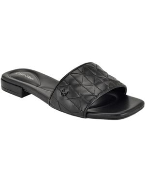 Calvin Klein Theona Quilted Flat Slip-on Sandals - Black