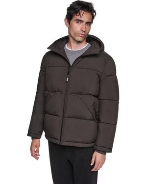 DKNY Stretch Heavyweight Hooded Classic-fit Puffer Jacket - Gray