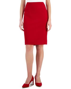 Kasper Stretch-crepe Knee-length Pencil Skirt - Red