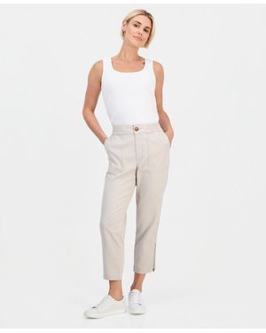 Style & Co. Petite High-rise Crop Pants - White