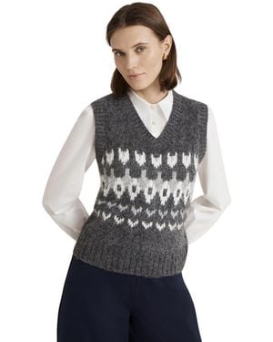 Finery London Courtney Fair Isle V-neck Sleeveless Sweater Vest - Blue