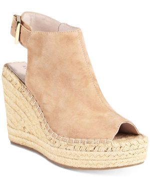 Kenneth Cole Olivia Espadrille Peep-toe Wedges - Natural