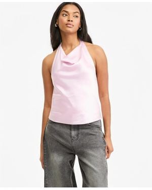BarIII Satin Halter Open-back Top - Purple