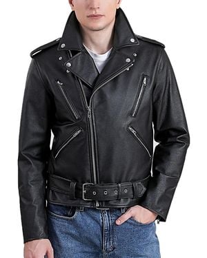 BGSD Men Leather Urban Rider Jacket - Black