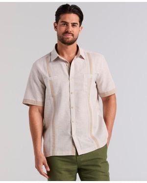 Cubavera Cross-dyed Short-sleeve Pintucked Shirt - Gray