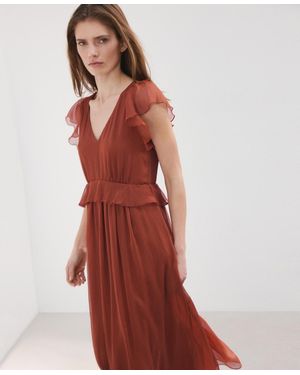 Mango Long Ruffled Dress - Red