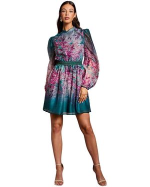 Coast Organza Mini Dress With Floral Print - Red