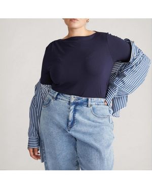 UNIVERSAL STANDARD Louise Short Sleeve Liquid Jersey Top - Blue