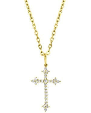 Macy's Cubic Zirconia Small Cross 18" Pendant Necklace - Metallic