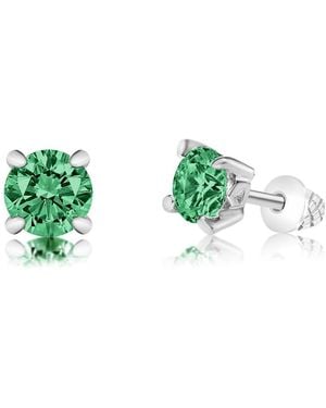 Chanteur Girls /girl/may Crystal White Gold Palladium Plating Screwstud Earring - Green
