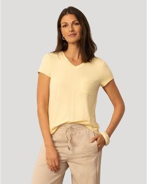 Cable & Gauge V Neck Patch Pocket Tee - Natural