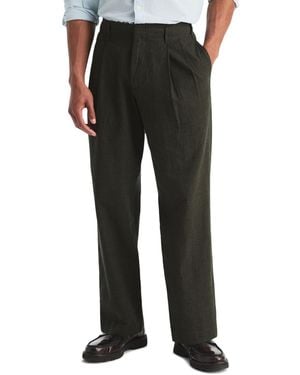 Nautica Plaid Pleated Linen-blend Pants - Black
