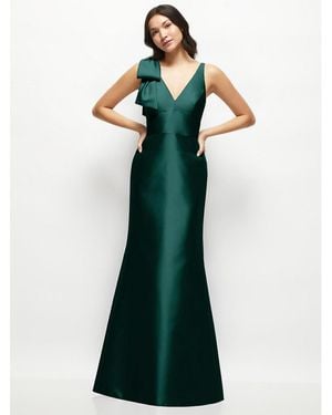 Alfred Sung Deep V-back Satin Trumpet Dress - Green