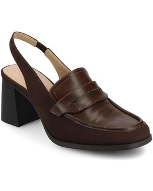 Journee Collection Henrika Square Toe Pumps - Brown