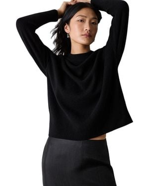 Whistles Sculpted-seam Crewneck Cashmere Sweater - Black