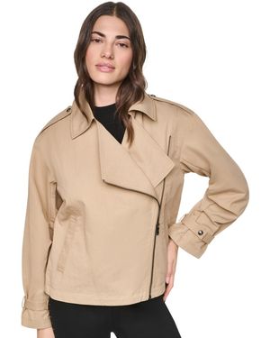 DKNY Collared Zip-front Utility Jacket - Natural