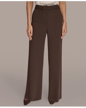 Donna Karan Pinstripe Wide Leg Pants - Brown