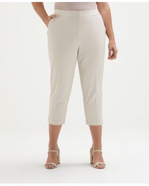 Rafaella Plus Size Satin Mid Rise Twill Capri Pants - Natural