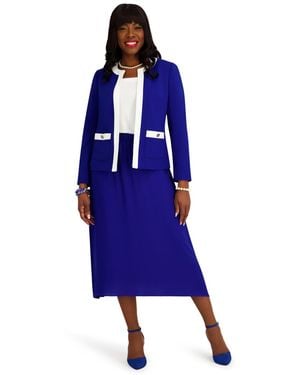 Kasper Framed Open Front Jacket - Blue
