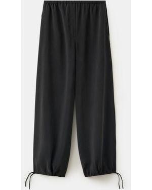 Mango Elastic Waistband baggy Pants - Black