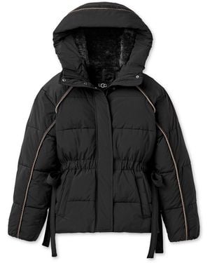 UGG Renly Relaxed-fit Hooded Neck Puffer Jacket - Black
