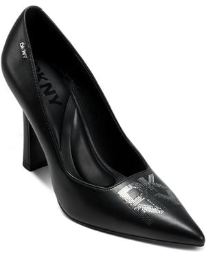 DKNY Cinthia Sequin Logo Heel Pumps - Black