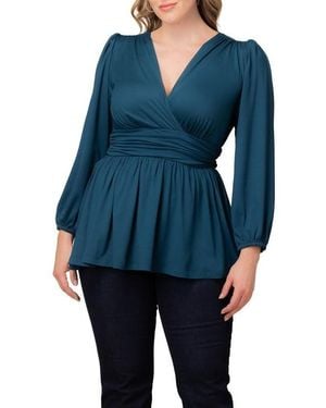 Kiyonna Plus Size Leah Long Sleeve Tunic Top - Black