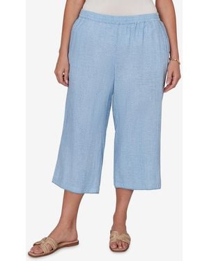 Ruby Rd. Plus Size Snow Washed Gauze Pull-on Capri Pants - Blue