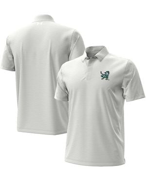 Under Armour Notre Dame Fighting Irish Hockey Leprechaun Drive Micro Groove Stripe Polo Shirt - Gray