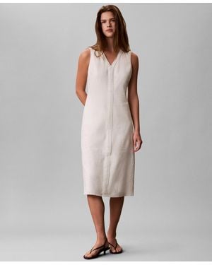 Calvin Klein Sleeveless V-neck Midi Dress - White