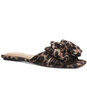 On 34th Jazminn Bow Slip-on Slide Flat Sandals - Brown