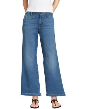 Lands' End Petite Recover Denim Mid Rise Wide Leg Ankle Jeans - Blue