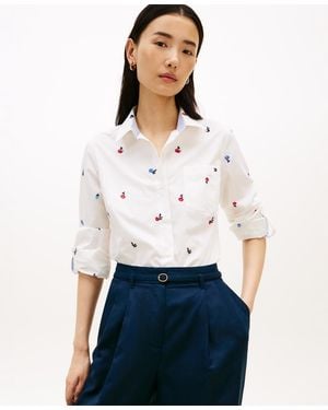 Tommy Hilfiger Printed Roll-tab Collared Shirt - White