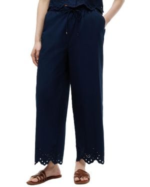Tommy Hilfiger Cotton Broderie Straight-leg Ankle Pants - Blue