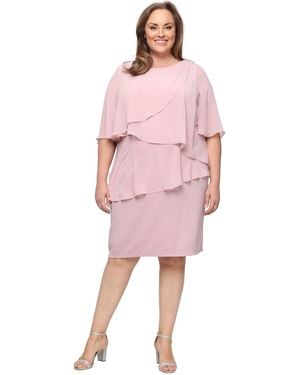 Sl Fashions Plus Size Crew Neck Sheath Dress - Pink