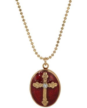 Symbols of Faith Gold-tone Cross Locket 18" Necklace - Metallic