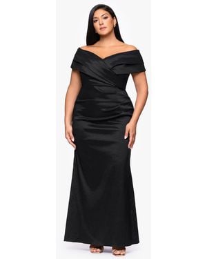 Betsy & Adam Plus Size Off-the-shoulder Dress - Black
