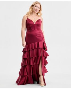 Emerald Sundae Trendy Plus Size Sleeveless Ruffled Gown - Red