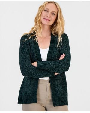 Style & Co. Cable-knit Chenille Cardigan - Green