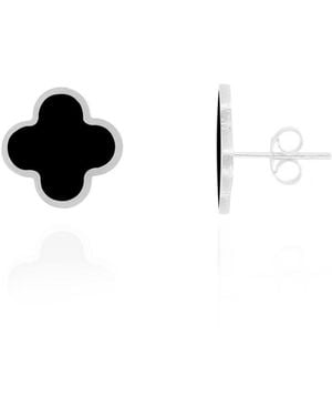 The Lovery Classic Onyx Clover Stud Earrings - Black