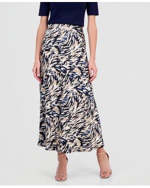 Anne Klein Printed Bias-cut Maxi Skirt - Blue